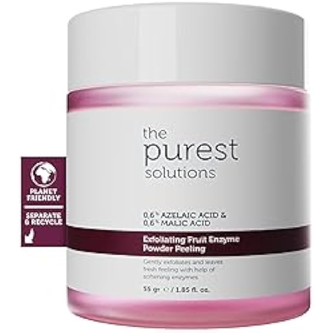 the purest solutions FRUIT ENZYME POWDER EXFOLIATOR & PEELING (0.6% AZELAIC ACID & 0.6% MALIC ACID) - BOOSTS REGENERATION CYCLE & TARGETS RADIANT SKIN - VEGAN | CRUELTY FREE | ECO FRIENDLY (55 GR) - Image 1